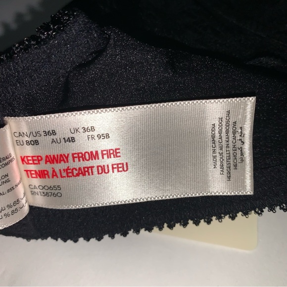 PENNINGTONS DEESSE size 36 B BLACK LACE UNDERWIRE BRA keyhole NWT - Picture 8 of 14